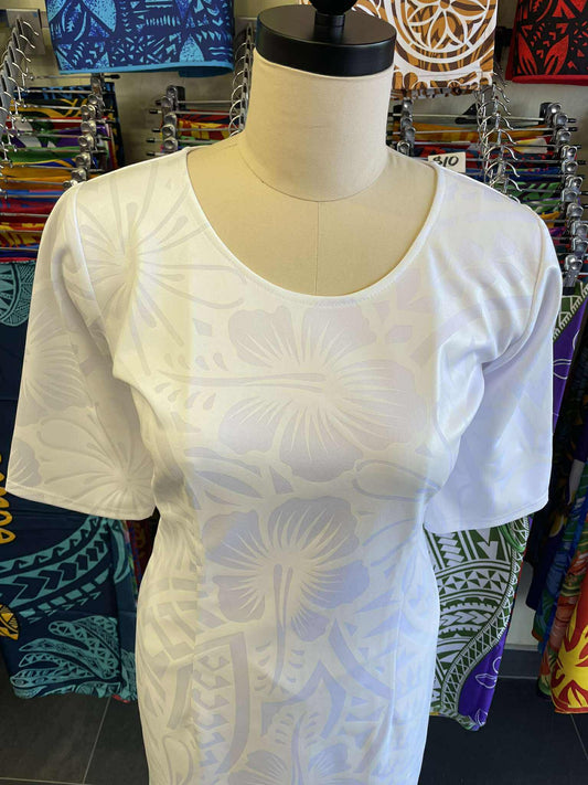 White Puletasi with Matching Border Lavalava