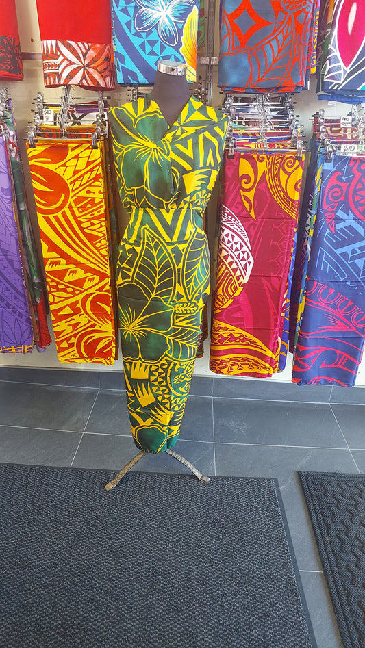 Sarong / Lavalava - 2 Yards Green and Yellow