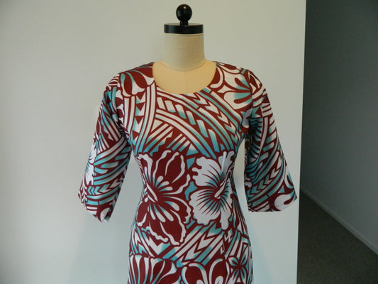 Island Elegance 3/4 Sleeve Mermaid Dress – Maroon