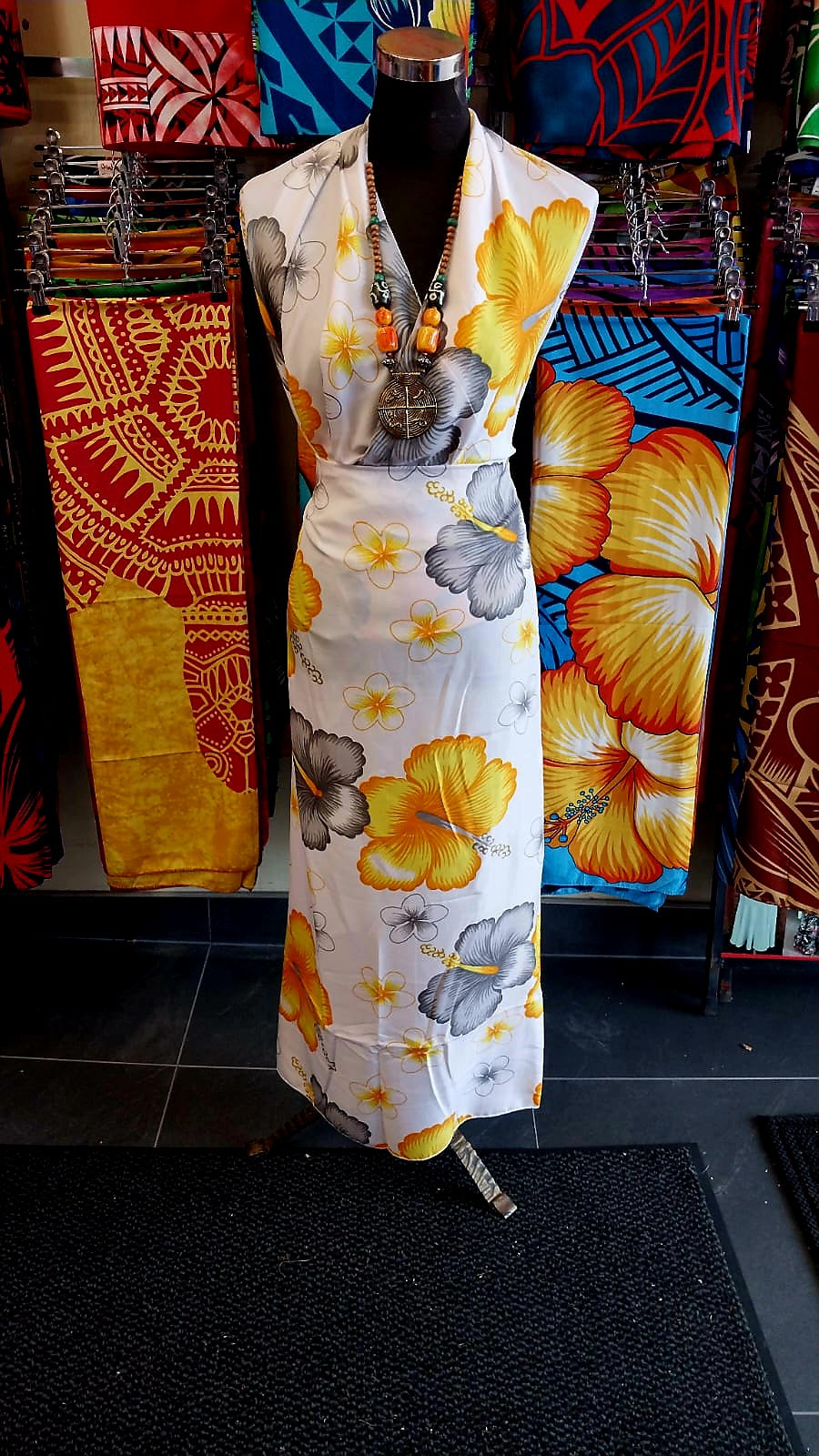 Sarong / Lavalava - 2 Yards Grey and Yellow