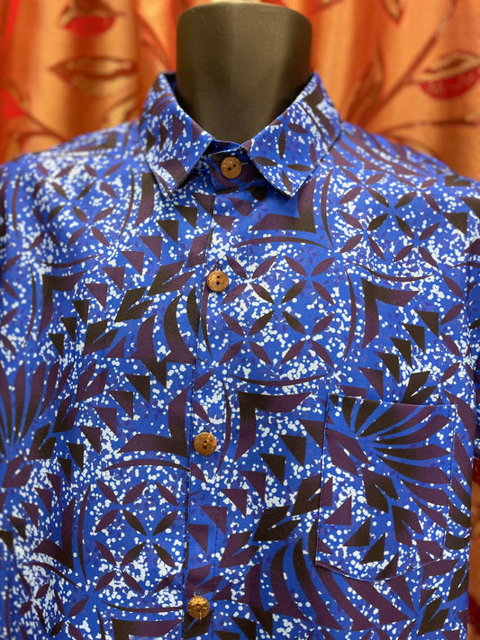 Short Sleeve Shirt - Blue and Black