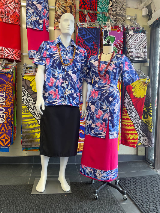Short Sleeve Shirt - Blue and Pink