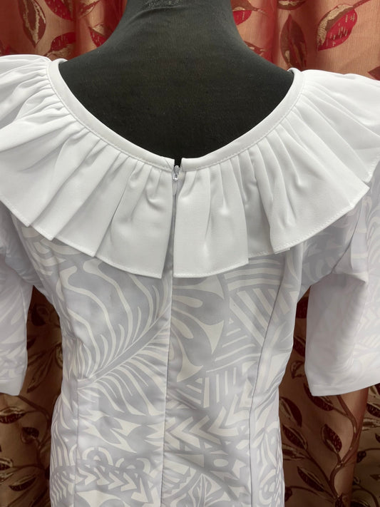 Straight Long Dress with Flare Neck