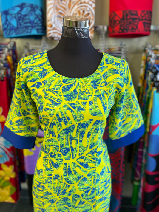 Tropical Blue & Lime Puletasi