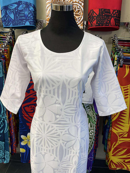 Straight Long Dress with 3/4 Sleeve.