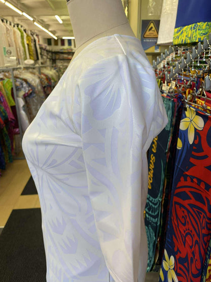 White Puletasi with Matching Border Lavalava