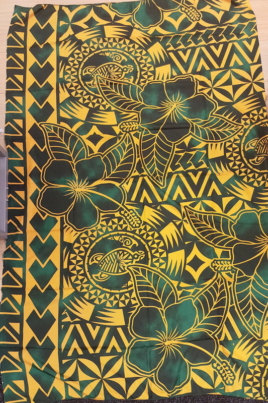 Sarong / Lavalava - 2 Yards Green and Yellow