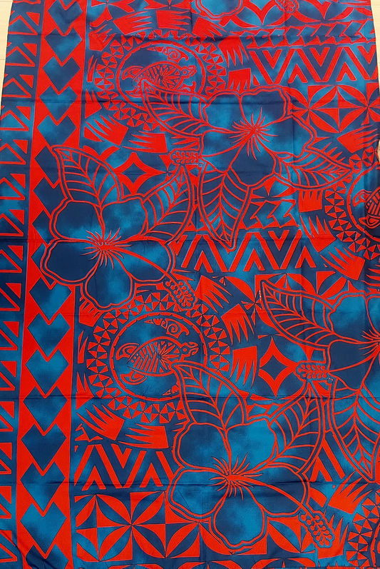 Sarong / Lavalava - 2 Yards Blue and Red