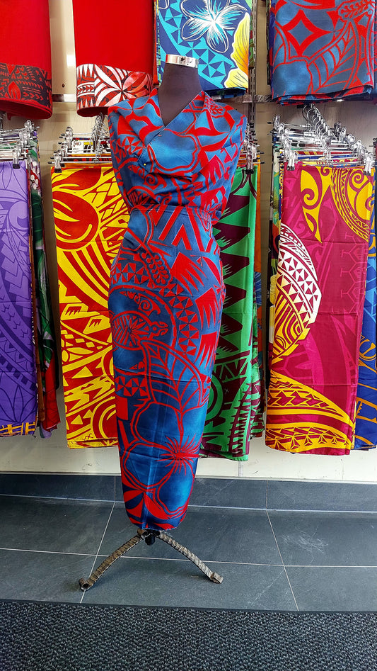 Sarong / Lavalava - 2 Yards Blue and Red