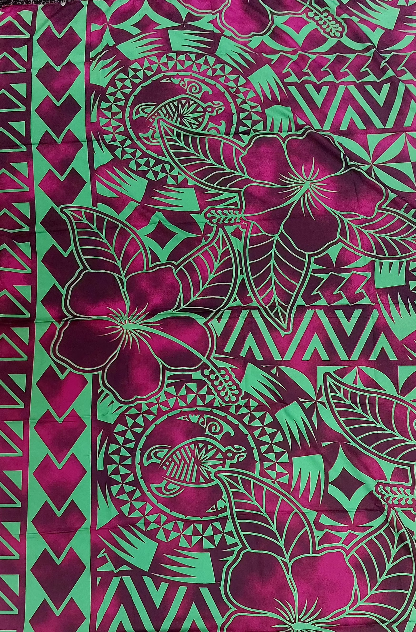 Sarong / Lavalava - 2 Yards Green, blend of  Marron & Pink