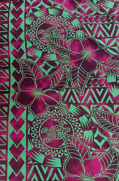 Sarong / Lavalava - 2 Yards Green, blend of  Marron & Pink