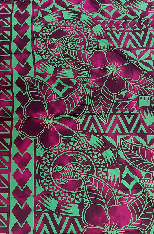 Sarong / Lavalava - 2 Yards Green, blend of  Marron & Pink