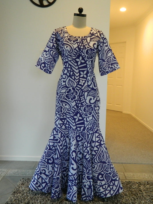 Mermaid/ Fishtail Dress - Purple & White