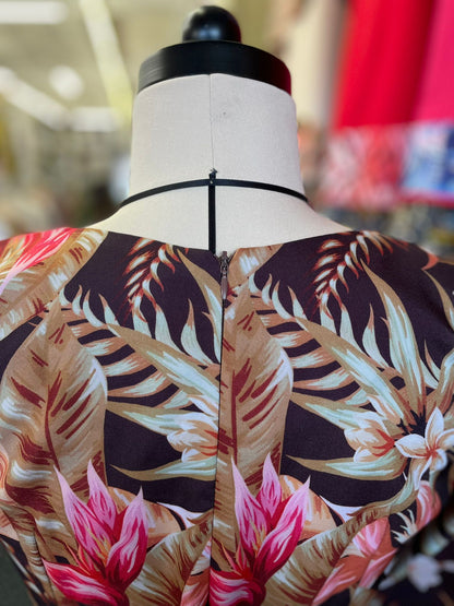 Island Bloom Puletasi – Brown Tropical Print