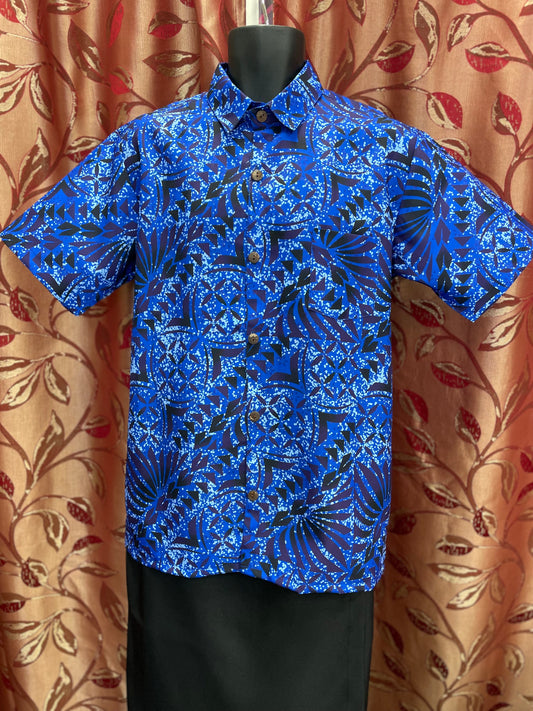 Short Sleeve Shirt - Blue and Black