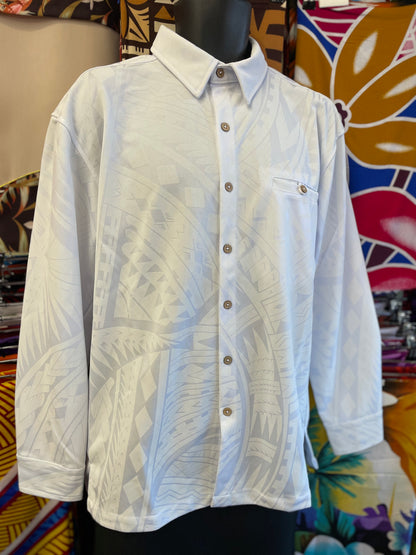 Long Sleeve Shirt - Printed White Stretchy