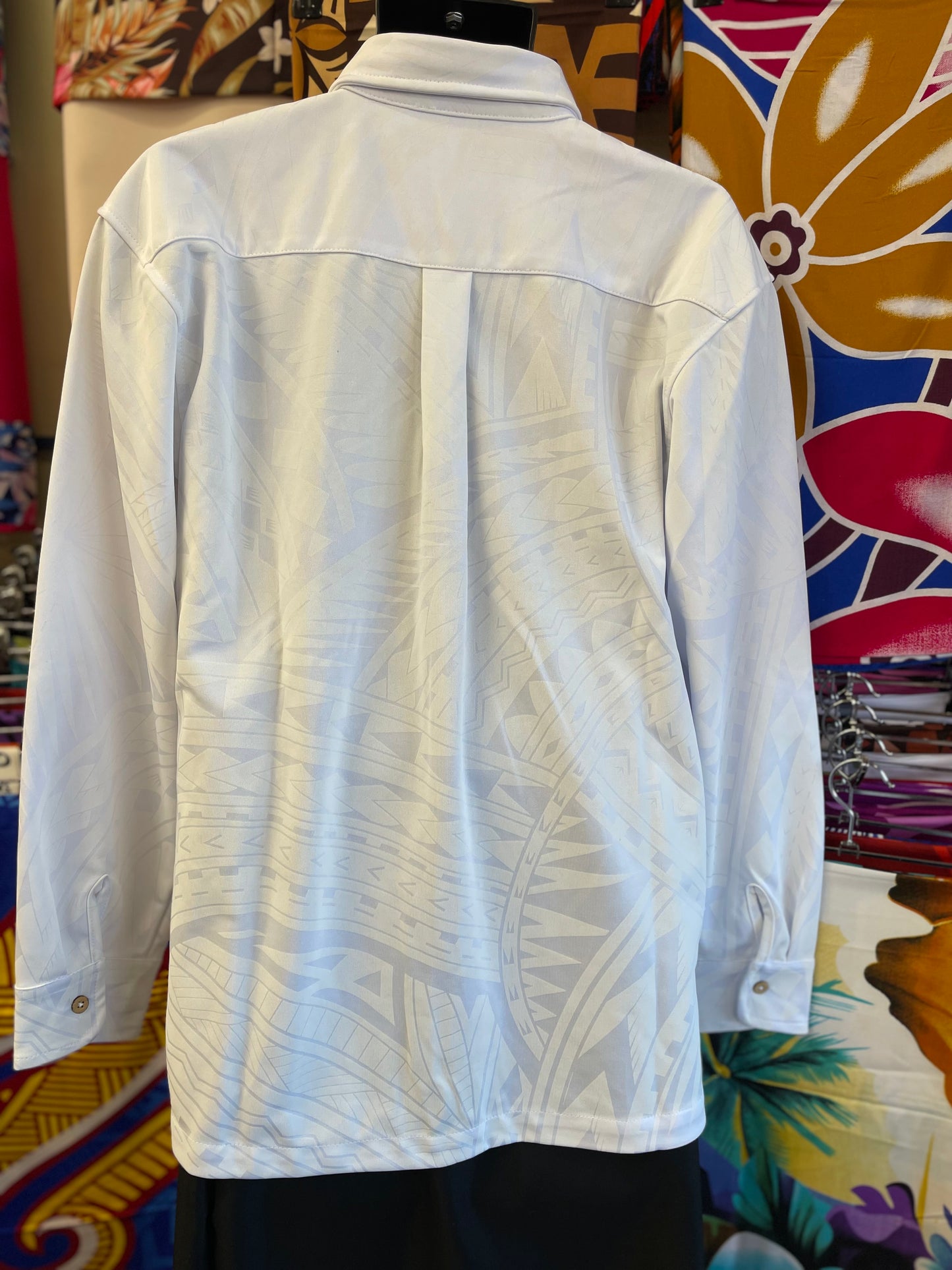 Long Sleeve Shirt - Printed White Stretchy