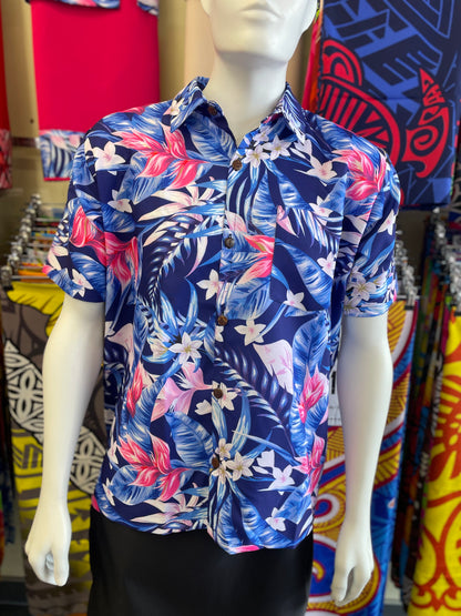 Short Sleeve Shirt - Blue and Pink