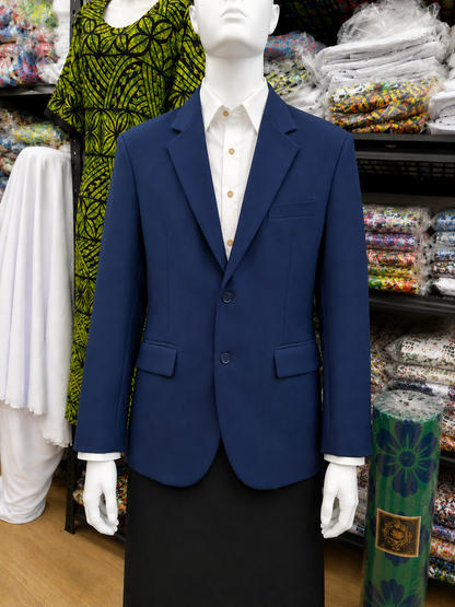 Plain Mens Blazer - Mid Navy Blue